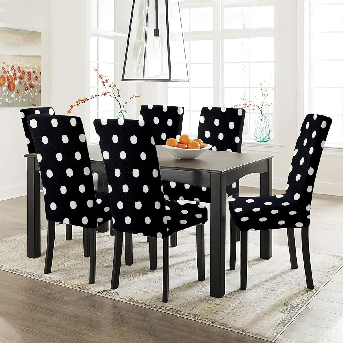 LAZI | Black 6 dining chair cover Set on livebetterindia.com