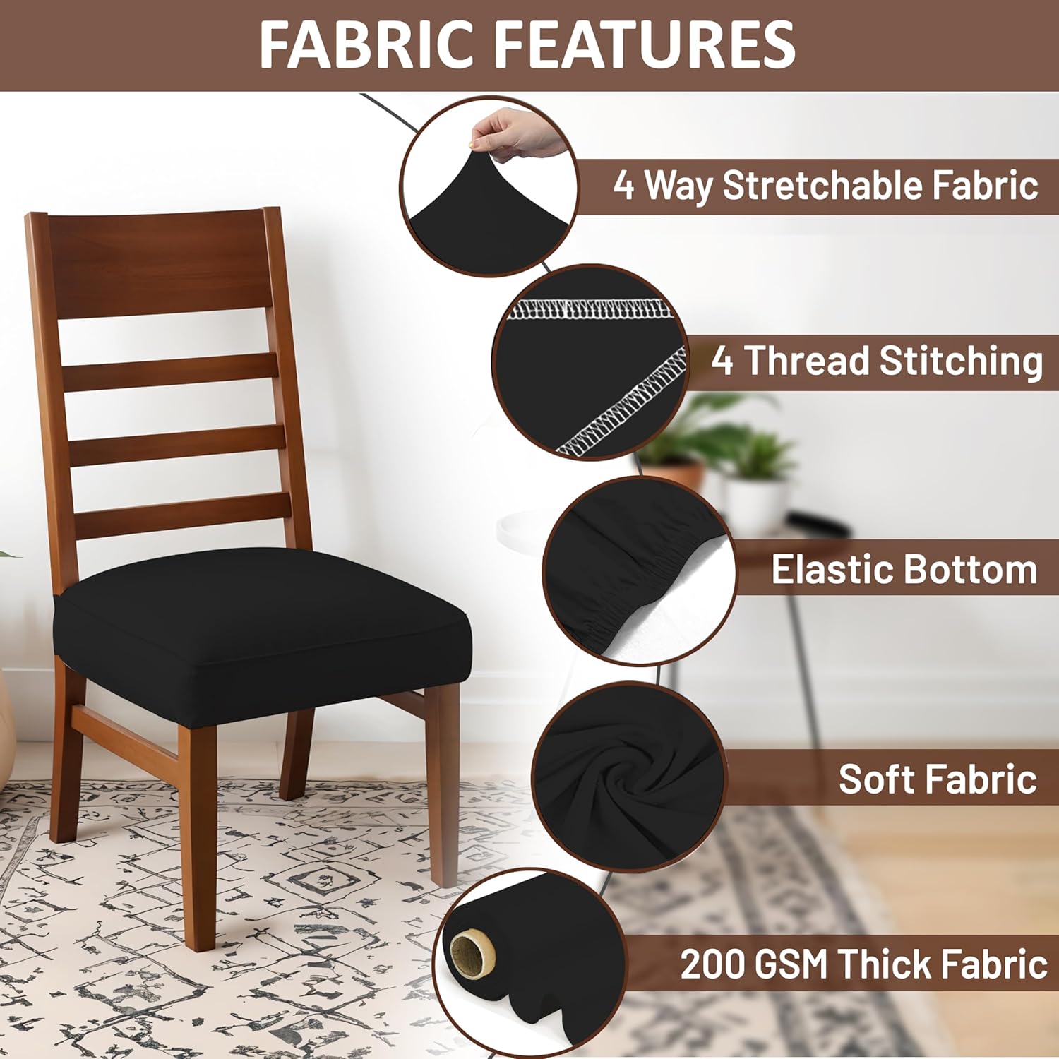 LAZI | 4 way stretchable Dining cushion cover on livebetterindia.com