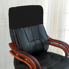 LAZI Black Polyester Boss Chair Headrest Cover Elastic Office Chair Headrest Slipcover