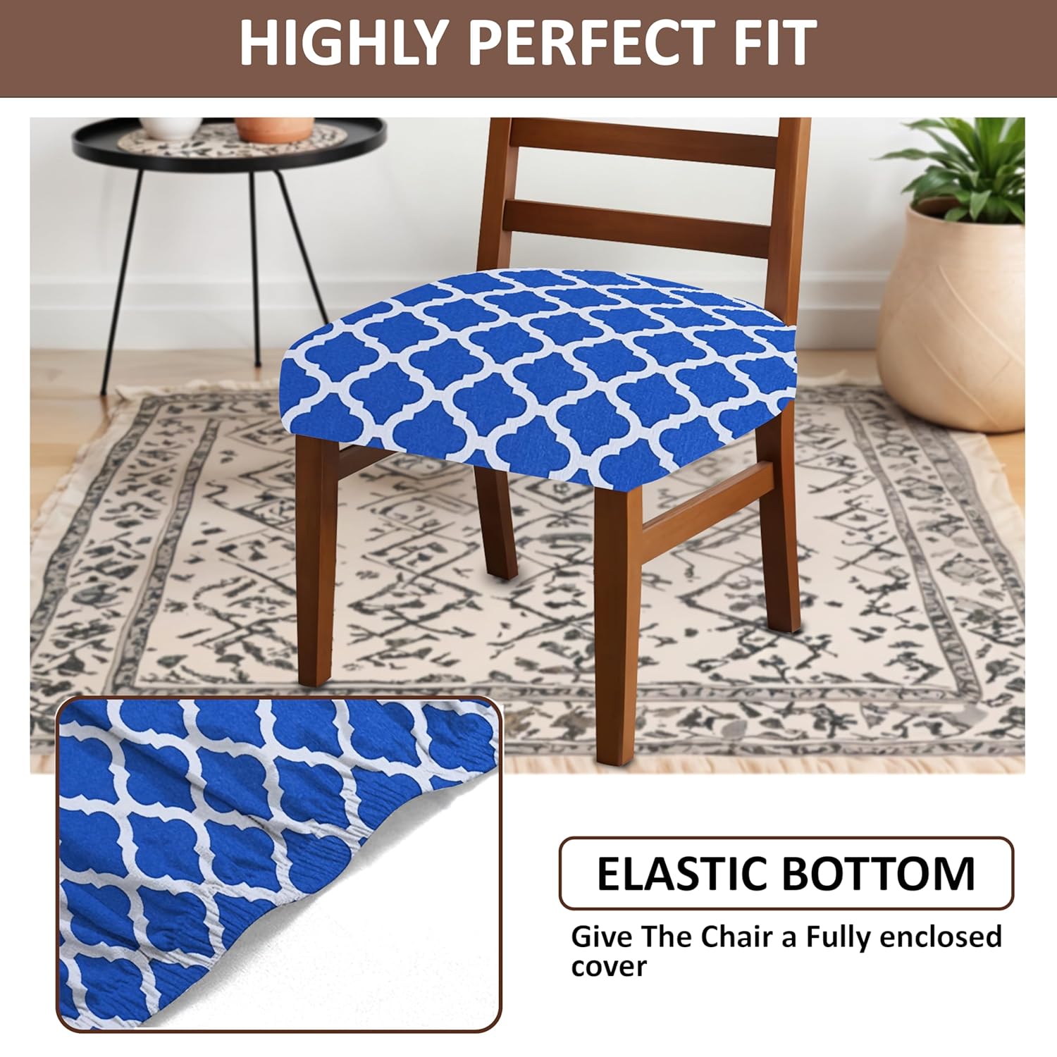 LAZI | Elastic Fit dining chair bottom cover on livebetterindia.com