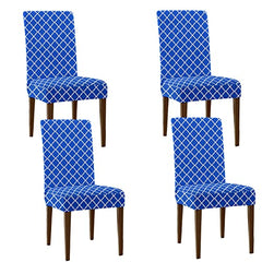 LAZI Blue Diamond Print Dining Chair Cover, Seat Cover and Protector for Dining Chair