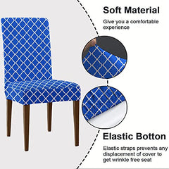 LAZI Blue Diamond Print Dining Chair Cover, Seat Cover and Protector for Dining Chair