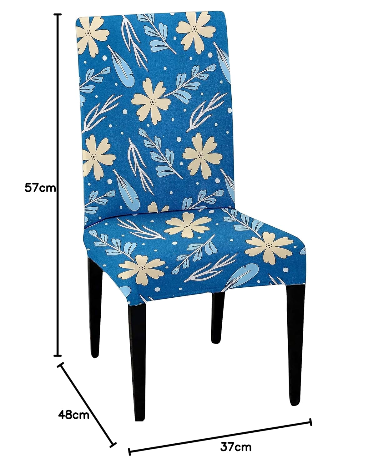 LAZI Blue Floral Digital Printed Chair Cover and Stretchable Seat Slipcover and Protector