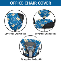 LAZI Blue Floral Print Chair Cover for Office Executive Desk Chair Cushion Cover and Slipcover