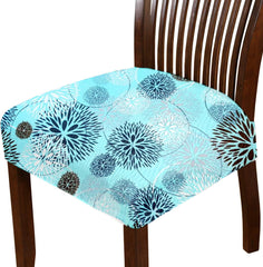 LAZI Blue Floral Print Stretchable Dining Chair Cover Cushion Protector and Slipcover