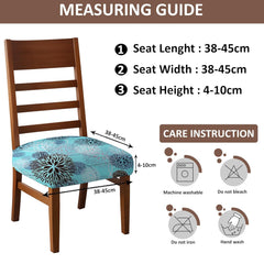 LAZI Blue Floral Print Stretchable Dining Chair Cover Cushion Protector and Slipcover