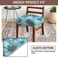 LAZI Blue Floral Print Stretchable Dining Chair Cover Cushion Protector and Slipcover