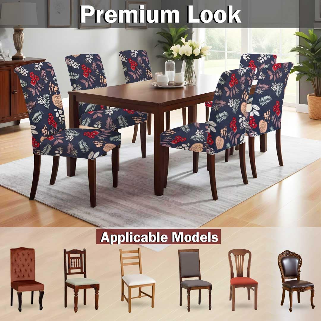 LAZI Blue Floral Printed Chair Covers Stretchable Slipcover for Seat Cushion Protection