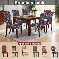 LAZI Blue Floral Printed Chair Covers Stretchable Slipcover for Seat Cushion Protection