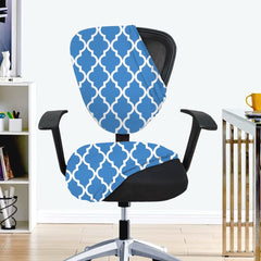 LAZI Blue Indigo Print Office Executive Chair Cover, Slipcover and Chair Cushion Protector