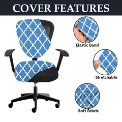 LAZI Blue Indigo Print Office Executive Chair Cover, Slipcover and Chair Cushion Protector