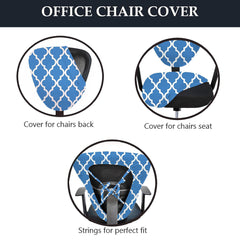 LAZI Blue Indigo Print Office Executive Chair Cover, Slipcover and Chair Cushion Protector