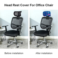 LAZI Cupcake Blue Printed Polyester Office Chair Headrest Cover and Protector