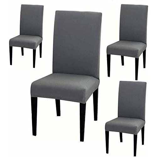 LAZI Dark Grey Color Polyester Blend Dining Chair Seat Cover and Protector