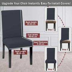 LAZI Dark Grey Color Polyester Blend Dining Chair Seat Cover and Protector