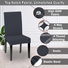 LAZI Dark Grey Color Polyester Blend Dining Chair Seat Cover and Protector