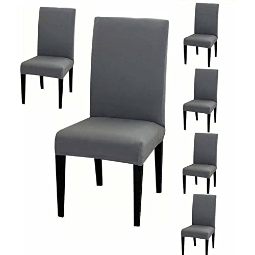 LAZI Dark Grey Color Polyester Blend Dining Chair Seat Cover and Protector