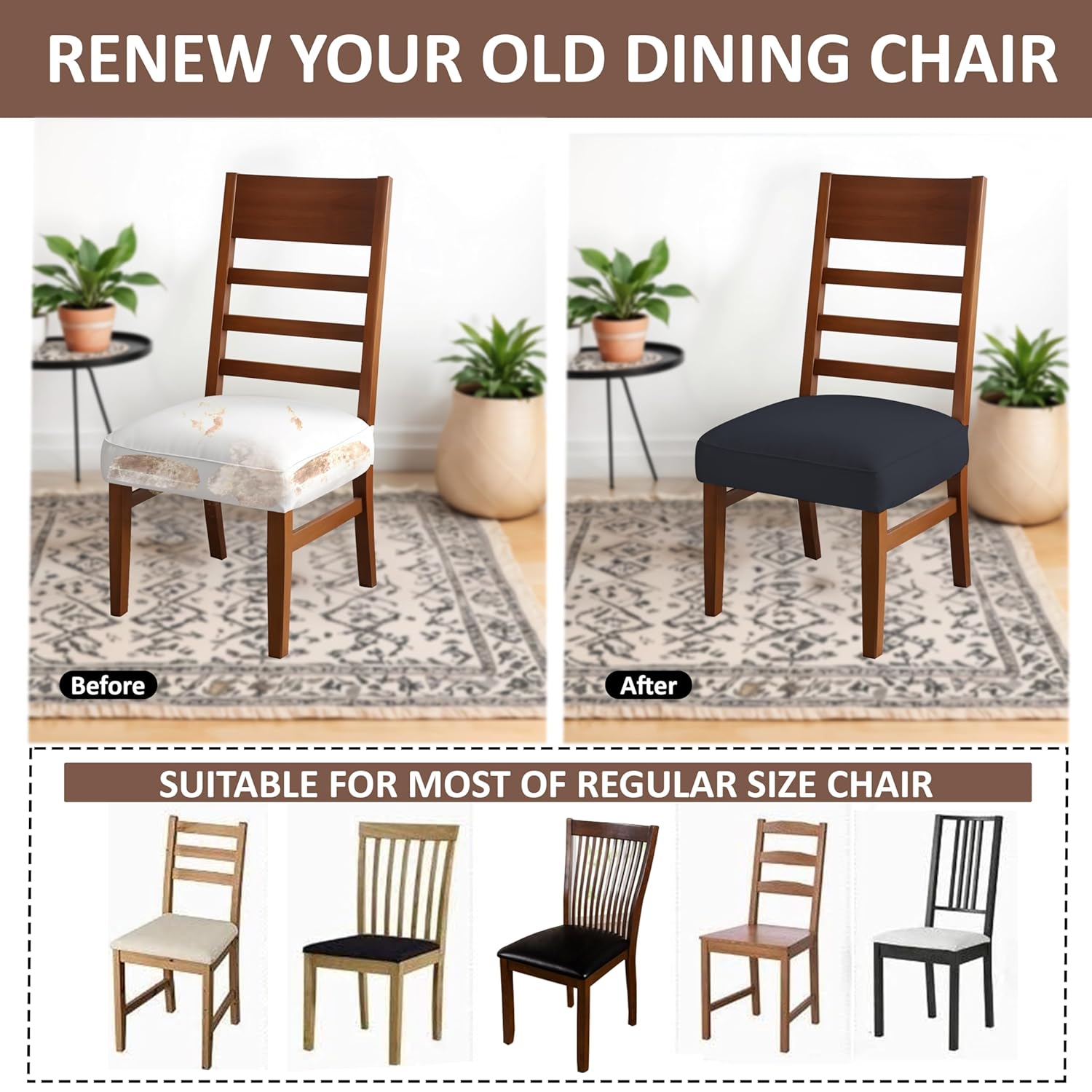Lazi | Grey dining chair cushion cover on livebetterindia.com