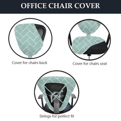 LAZI Green Brick Print Polyester Blend Chair Cover for Office Executive Chair Slipcover