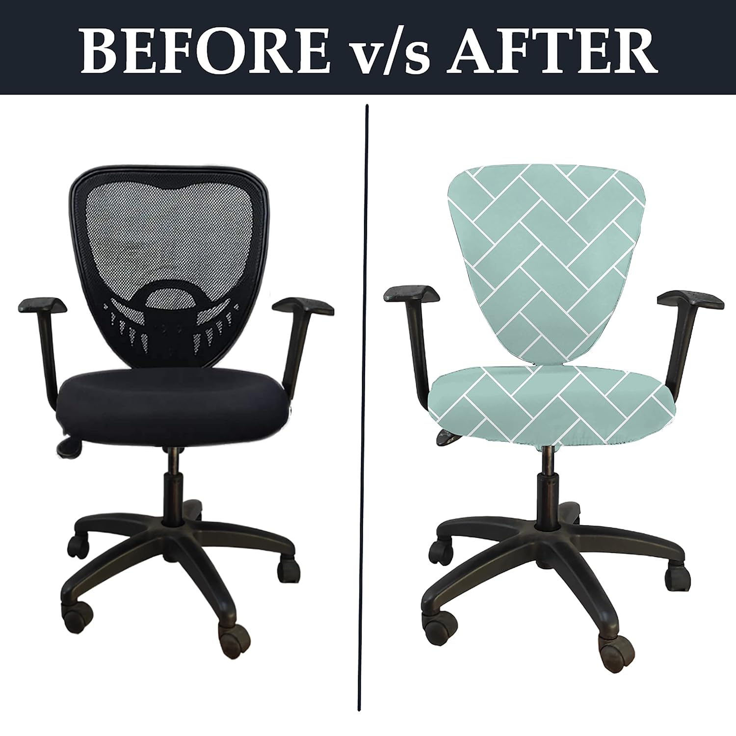 LAZI Green Brick Print Polyester Blend Chair Cover for Office Executive Chair Slipcover