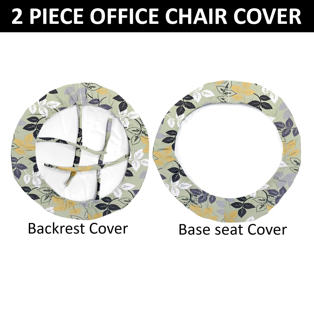 LAZI | 2 peice leaf printed office chair cover on livebetterindia.com