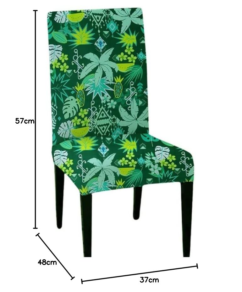 LAZI Green Printed Stretchable Polyester Blend Dining Chair Cover and Slipcover