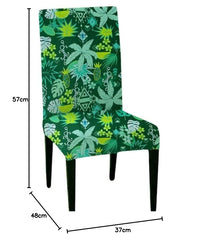 LAZI Green Printed Stretchable Polyester Blend Dining Chair Cover and Slipcover