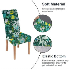 LAZI Green Printed Stretchable Polyester Blend Dining Chair Cover and Slipcover