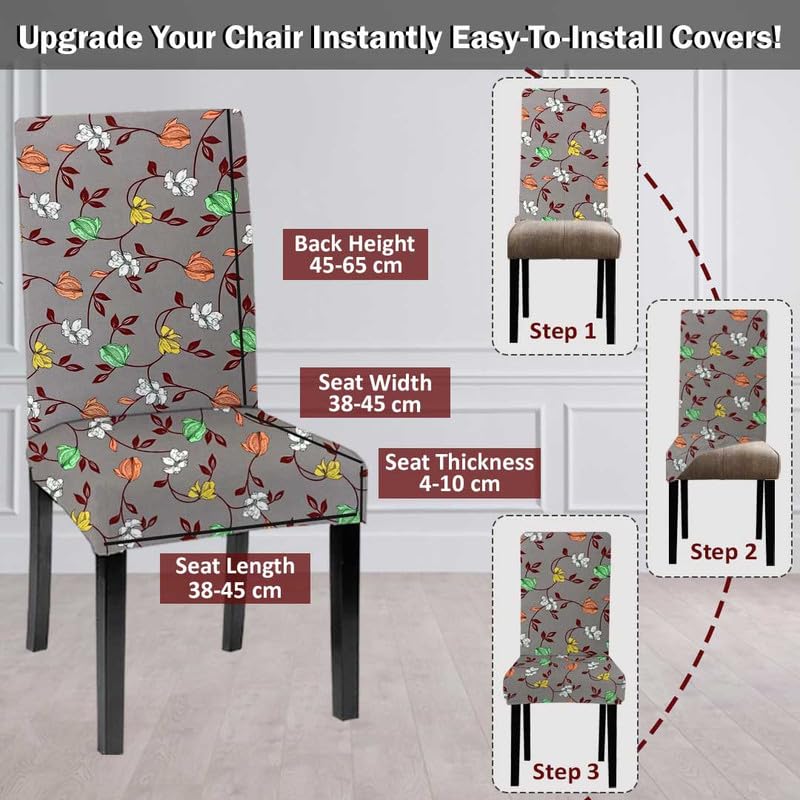 LAZI | Grey floral printed chair cover to install on livebetterindia.com