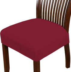 LAZI Maroon Polyester Dining Chair Seat Cover Stretchable Cushion Protector