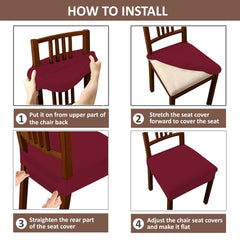 LAZI Maroon Polyester Dining Chair Seat Cover Stretchable Cushion Protector