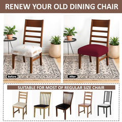 LAZI Maroon Polyester Dining Chair Seat Cover Stretchable Cushion Protector