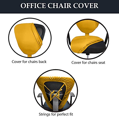 LAZI Yellow Executive Office Chair Cover Polyester Blend 2 Piece Office Desk Chair Seat Cover