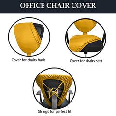 LAZI Yellow Executive Office Chair Cover Polyester Blend 2 Piece Office Desk Chair Seat Cover