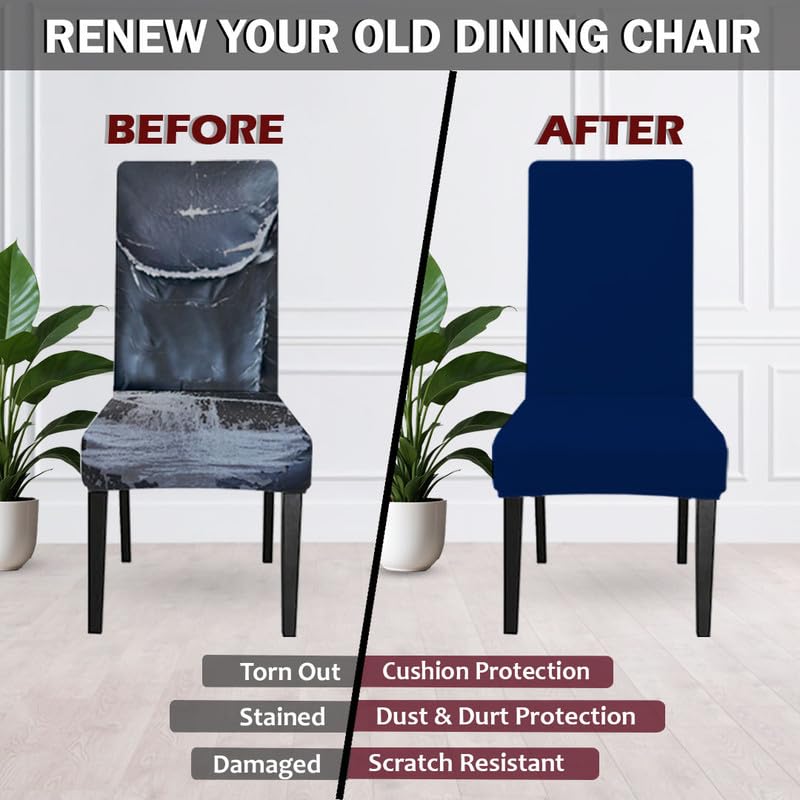 LAZI Navy Blue Dining Chair Seat Cover Slipcover for Dining Table chair Cover