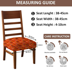LAZI Orange Digital Print Dining Chair Seat Cover, Stretchable Cushion Protector