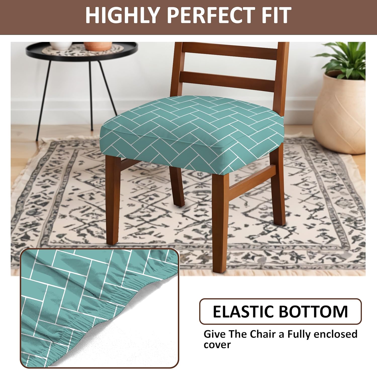 LAZI | Elastic fit Dining Chair Cushion base cover on livebetterindia.com 