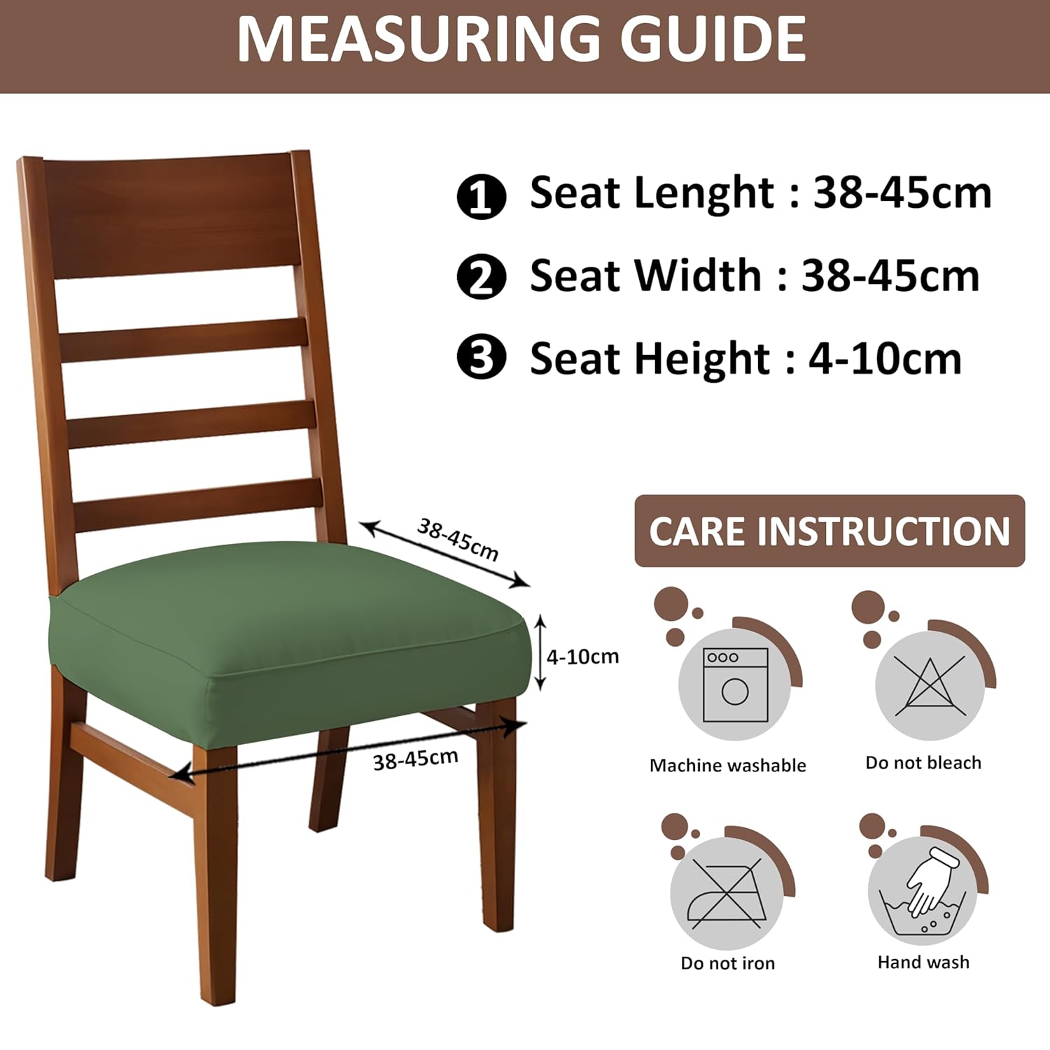 LAZI Pista Green Dining Chair Base Cover Stretchable Cushion Protector and Slipcover