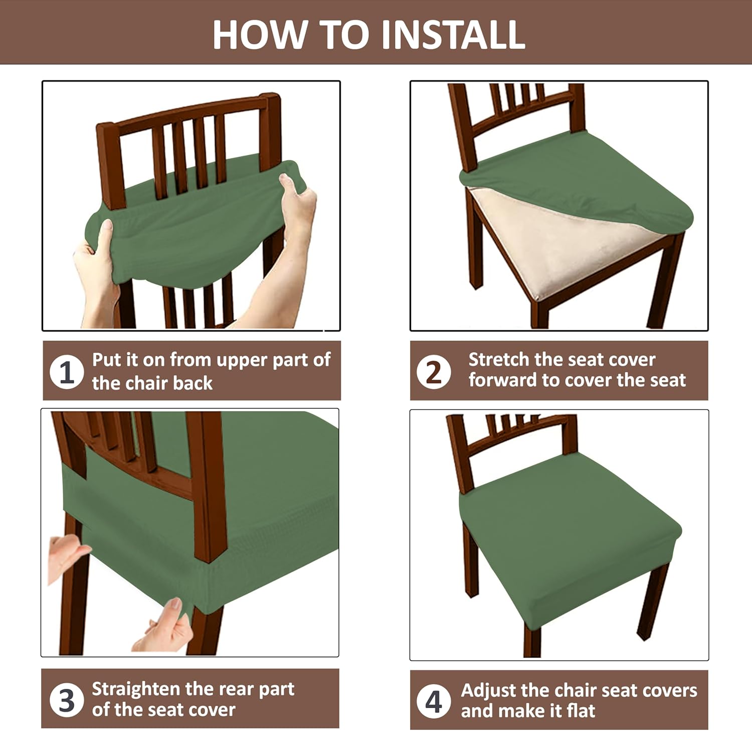 LAZI Pista Green Dining Chair Base Cover Stretchable Cushion Protector and Slipcover