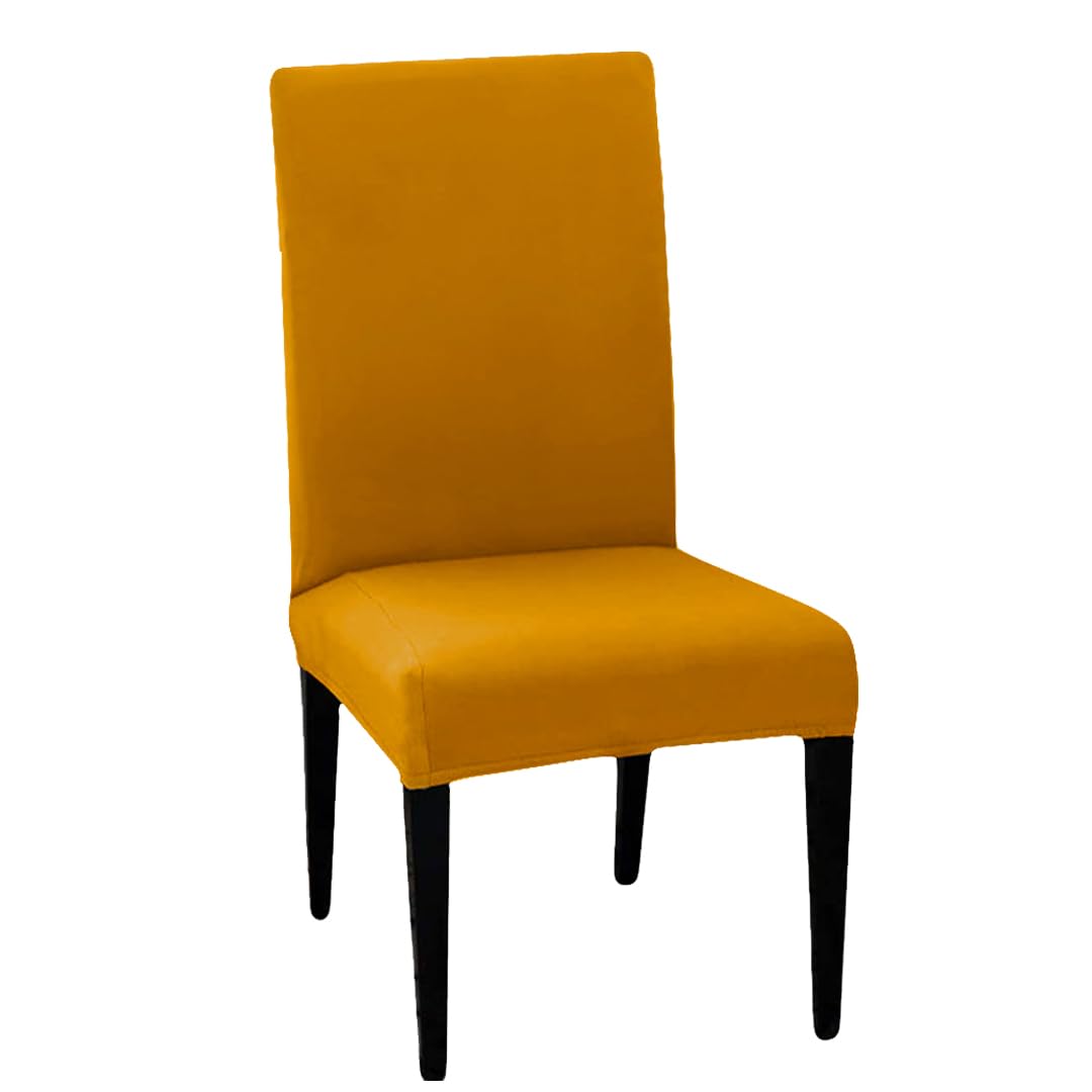 LAZI Polyester Blend Mustard Yellow Dining Seat Cover and Cushion Protector for Dining