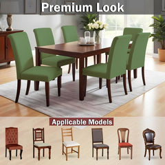LAZI Polyester Pista Green Stretchable Chair Cover and Slipcover for Dining Chair