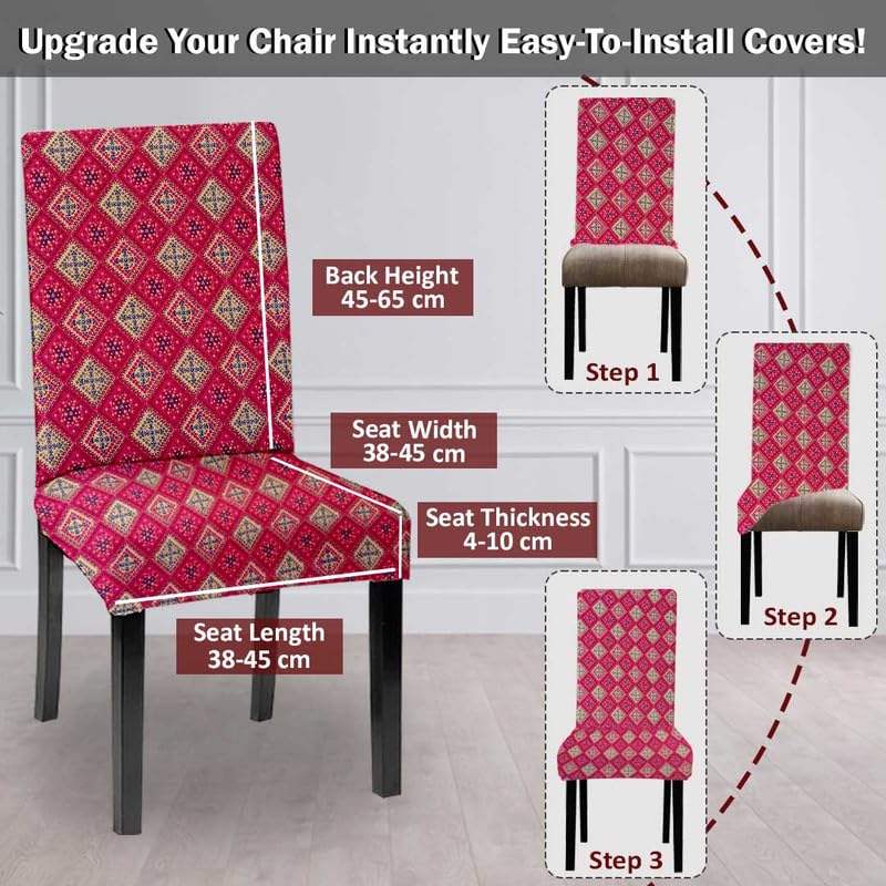 LAZI Red Graphic Printed Chair Cover Stretchable Slipcover and Seat Protector