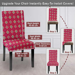 LAZI Red Graphic Printed Chair Cover Stretchable Slipcover and Seat Protector