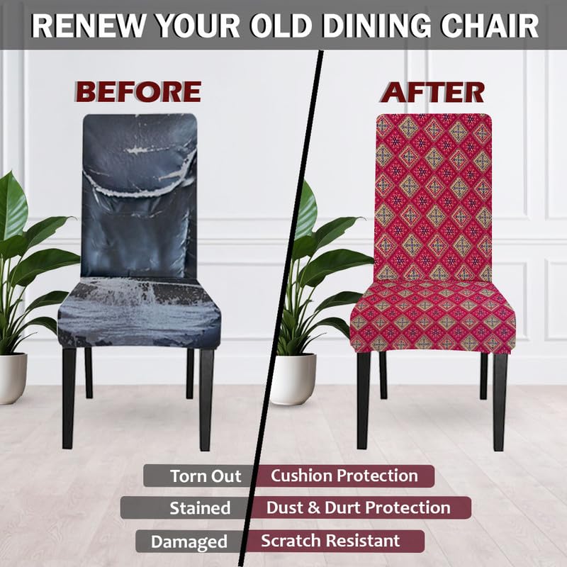 LAZI Red Graphic Printed Chair Cover Stretchable Slipcover and Seat Protector