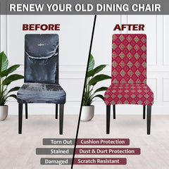 LAZI Red Graphic Printed Chair Cover Stretchable Slipcover and Seat Protector