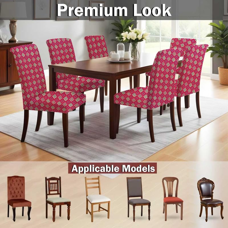 LAZI Red Graphic Printed Chair Cover Stretchable Slipcover and Seat Protector