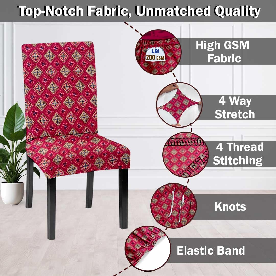 LAZI Red Graphic Printed Chair Cover Stretchable Slipcover and Seat Protector