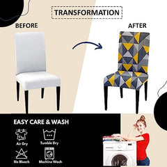 LAZI Triangle Print Stretchable Dining Chair Cover and Slipcover, Cushion Protector