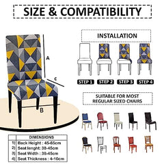 LAZI Triangle Print Stretchable Dining Chair Cover and Slipcover, Cushion Protector