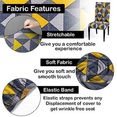LAZI Triangle Print Stretchable Dining Chair Cover and Slipcover, Cushion Protector